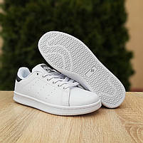 Літні кросівки жіночі білі із чорним Adidas Stan Smith. Взуття жіноче біле на літо Адідас Стен Сміт, фото 6