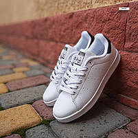 Літні кросівки жіночі білі із чорним Adidas Stan Smith. Взуття жіноче біле на літо Адідас Стен Сміт, фото 8