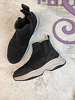 Женские ботинки Demix черные на платформе натуральная кожа Размер 40