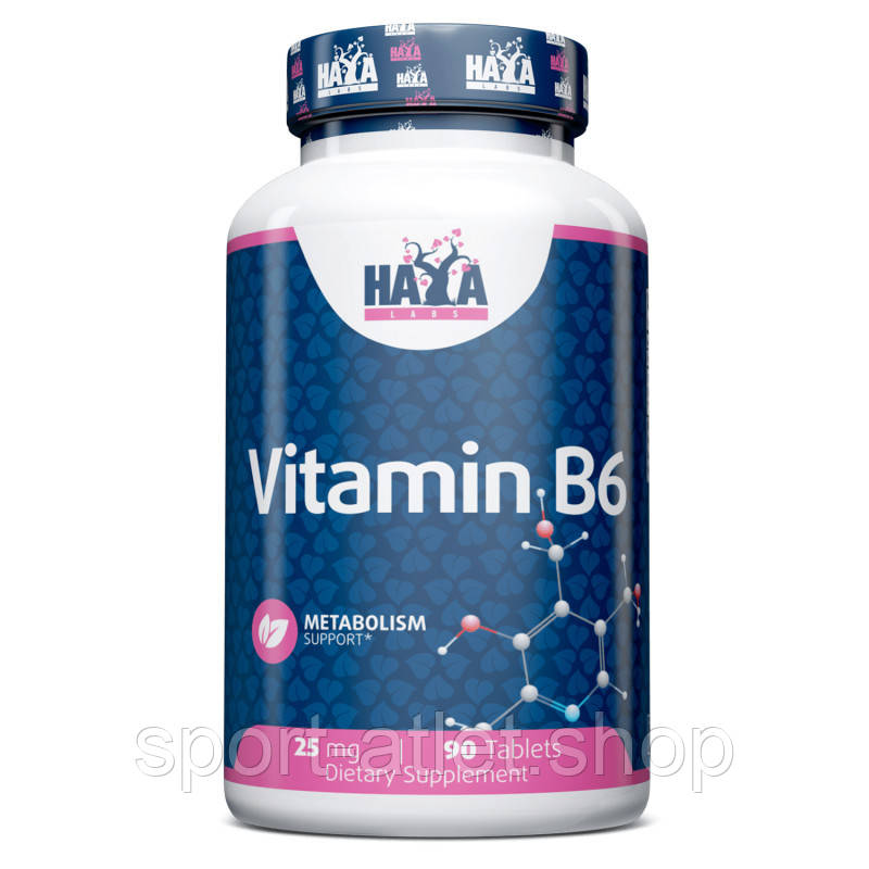 Вітаміни та мінерали Haya Labs Vitamin B6 25 mg, 90 таблеток