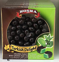 Рахат-лукум KOSKA 220гр из мяты в черном шоколаде , восточные сладости .