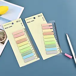 Стікери-закладки Sticky notes з лінійкою пастель