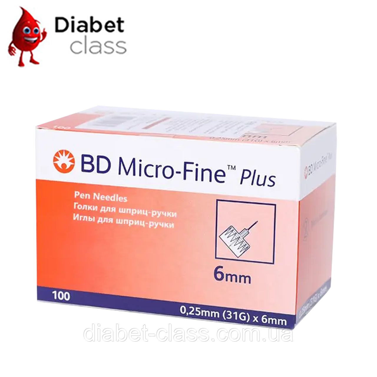 Голки для шприц-ручок BD Micro Fine Plus 6 мм 100 шт.