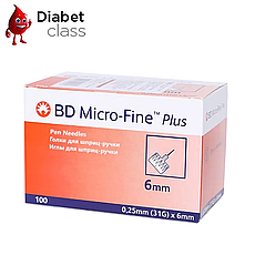 Голки для шприц-ручок BD Micro Fine Plus 6 мм 100 шт.