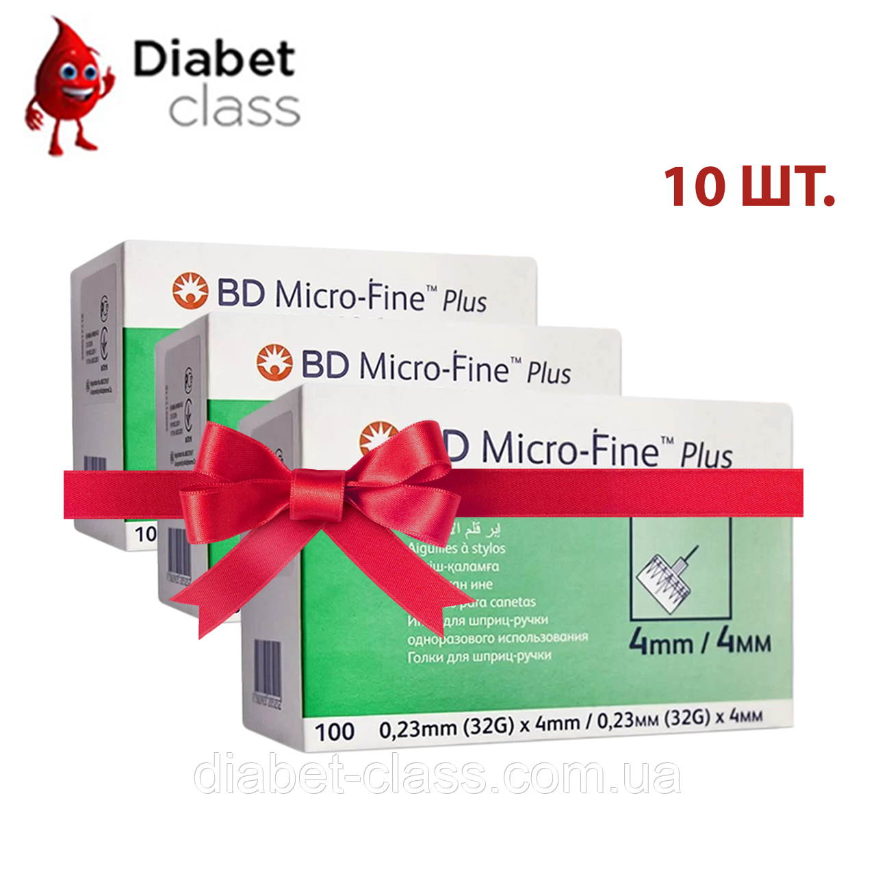 Голки для шприц-ручок BD Micro-Fine+ "МікроФайн" 4 мм 100 шт. 10 паковань