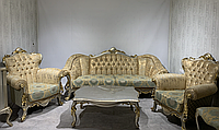 Престижный качественный комплект диван + 2 кресла бароко , дерево, Сефа