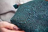 Шкіряна косметичка з тисненням Квітучий сад колір Морської хвилі, фото 7