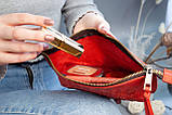 Шкіряна косметичка з тисненням Етно червона, фото 6
