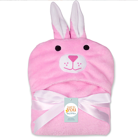 Рушник з капюшоном "Рожевий зайчик" 100*70 см (21033)