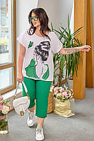 Костюм женский летний бриджи + футболка Ткань софт Размеры 46-48, 50-52, 54-56