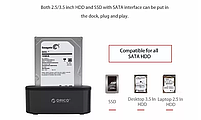 Док станція для HDD/SSD 2.5" 3.5" SATA III USB3.0 Orico 6218US3 оригінал, фото 7