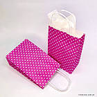 Пакет подарунковий паперовий Горох з ручками 24х15х9 см рожевий, фото 2