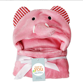 Дитячий рушник з куточком "Рожевий слон" 100*70 см (21004)