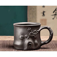 Чашка глиняная Damei черного цвета 180 мл. Кружка из исинской глины
