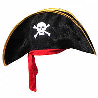 Шляпа Пирата с красной повязкой велюр