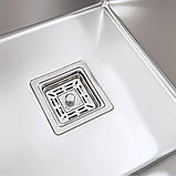 Кухонна мийка подвійна Platinum Handmade 7843 HDB квадратний сифон 3,0/1,0, фото 8