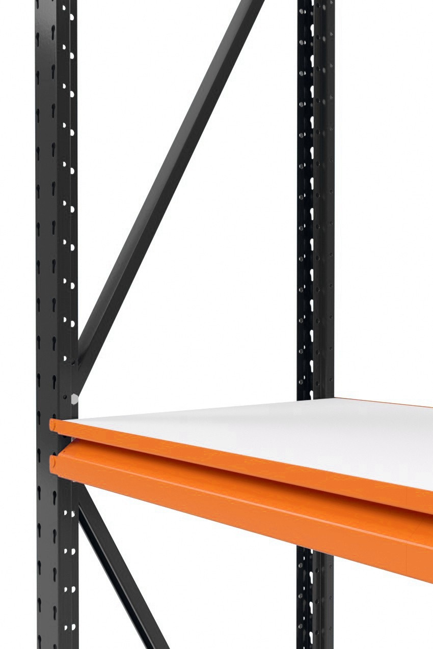Ярус поличний складського стелажа SN п.1340х500 мм пофарбований Ral 7024 з полицею ЛДСП, фото 1