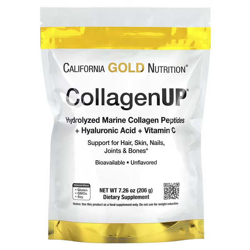 Морський колаген з гіалуроновою кислотою і вітаміном С, 206грам California Gold Nutrition