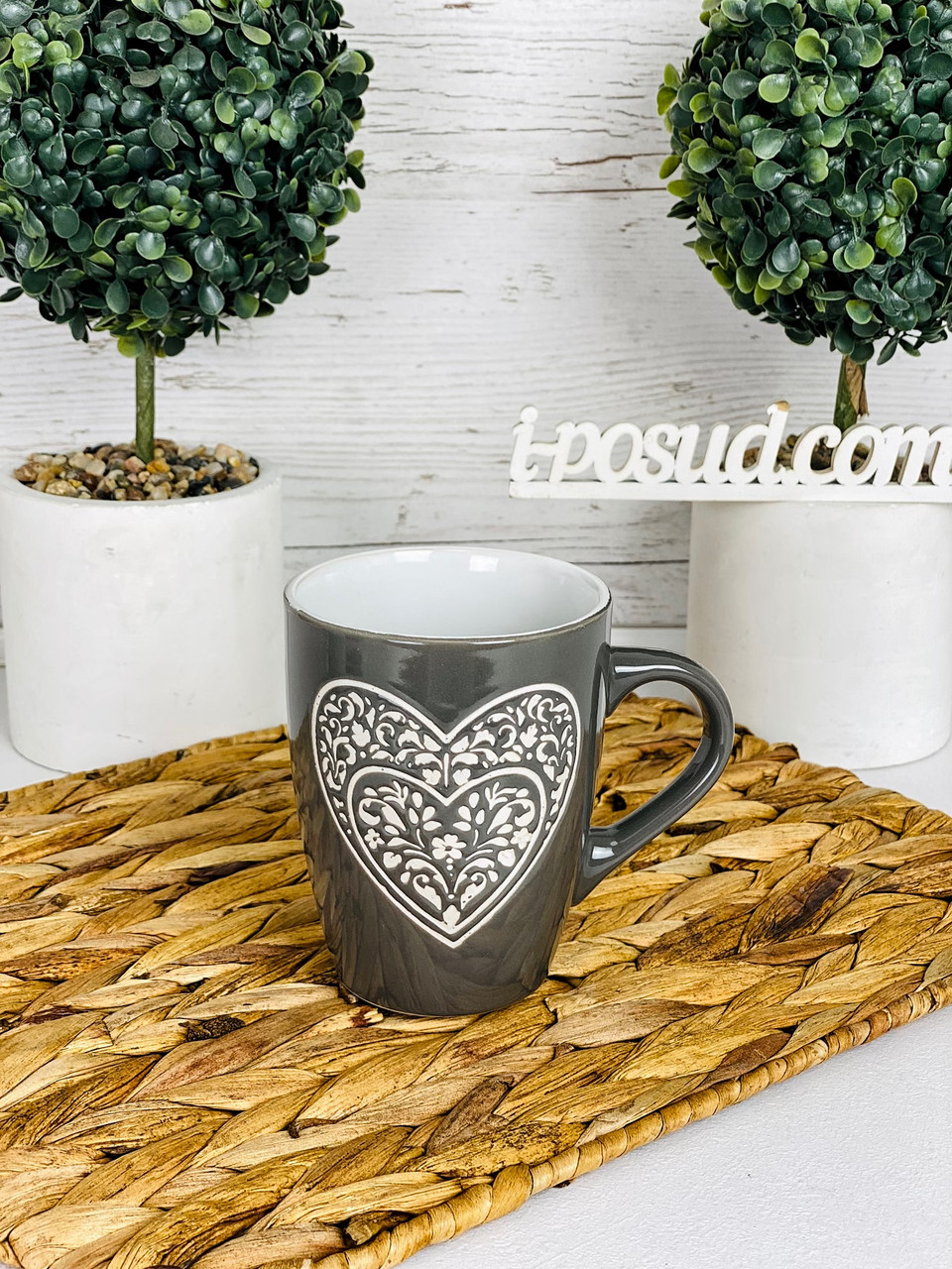 Чашка Ardesto Heart 330 мл темно-сіра AR3467DGR