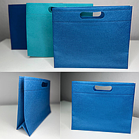 Еко сумка з спанбонду типу Коробок 20*21*6 см / Ланч бег (синій) / Еко сумки під замовлення опт