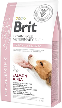 Сухий корм для собак при харчовій алергії з м'ясом лосося Brit GF Veterinary Diet Hypoallergenic 2 кг