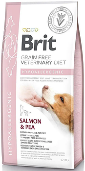Сухий корм для собак при харчовій алергії з м'ясом лосося Brit GF Veterinary Diet Hypoallergenic 12 кг