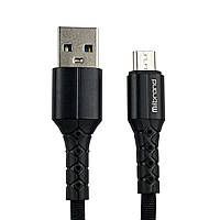 Кабель Mibrand MI-32 Nylon Charging Line USB for Micro 2A 2 метра чорного кольору