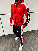 Спортивний чоловічий костюм Adidas (штани+олімпійка) червоного кольору. 95% бавовна. Сезон Весна-Літо