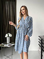 Повседневное цветочное лёгкое женское платье с пышной юбкой Sml8124