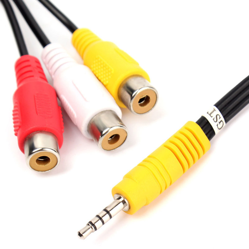 Перехідник 10 см 3RCA гніздо —jack3.5мм
