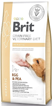 Сухий корм для собак при захворюваннях печінки з яйцем Brit GF Veterinary Diet Dog Hepatic 12 кг