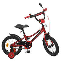 Велосипед детский двухколесный 14 дюймов с фонариком и дополнительными колесами Profi Y14221 Красный