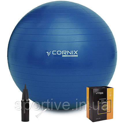М'яч для фітнесу (фітбол) Cornix 55 см Anti-Burst XR-0015 Blue, фото 1