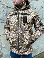 Тактическая куртка soft shell пиксель, Куртка демисезонная пиксель, Куртка софтшелл ВСУ пиксель