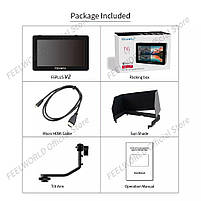 Монітор для камери FEELWORLD F6 PLUS V2, 6 дюймів, IPS FHD 1920x1080+акумулятор+зарядне та кейс, фото 7