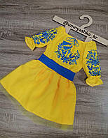 Сукня вишиванка жовто-синя Пташки патріоти