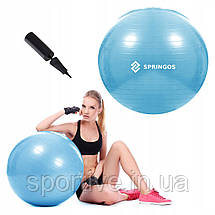 М'яч для фітнесу (фітбол) Springos 55 см Anti-Burst FB0006 Sky Blue, фото 4