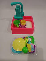 Дитяча іграшка кухона мийка YJ188191447, 2 кольори, тече водичка, з посудом, з набором продуктів,