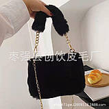 Хутряна плюшева сумка, сумка-клатч, фото 4