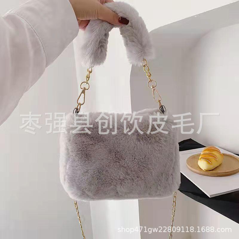 Хутряна сумка зі штучного хутра, плюша, сумка-клатч із ланцюжком через плече, фото 1