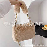 Хутряна сумка зі штучного хутра, плюша, сумка-клатч із ланцюжком через плече, фото 6