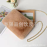 Хутряна сумка зі штучного хутра, плюша, сумка-клатч із ланцюжком через плече, фото 5