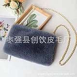 Хутряна сумка зі штучного хутра, плюша, сумка-клатч із ланцюжком через плече, фото 4