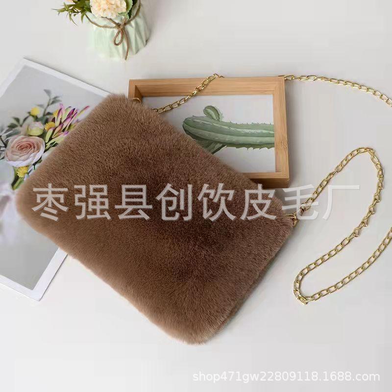 Хутряна сумка зі штучного хутра, плюша, сумка-клатч із ланцюжком через плече, фото 1