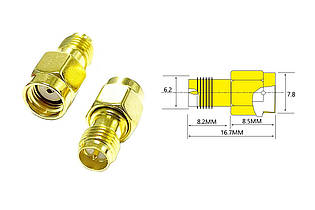 Перехідник для FPV та радіообладнання (RP-SMA M - RP-SMA F прямий)
