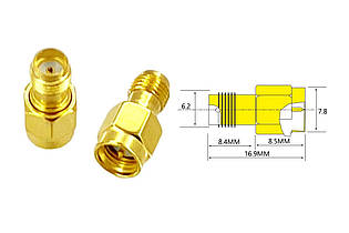 Перехідник для FPV та радіообладнання (SMA M - SMA F прямий)