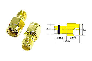 Перехідник для FPV та радіообладнання (SMA M - RP-SMA F прямий)