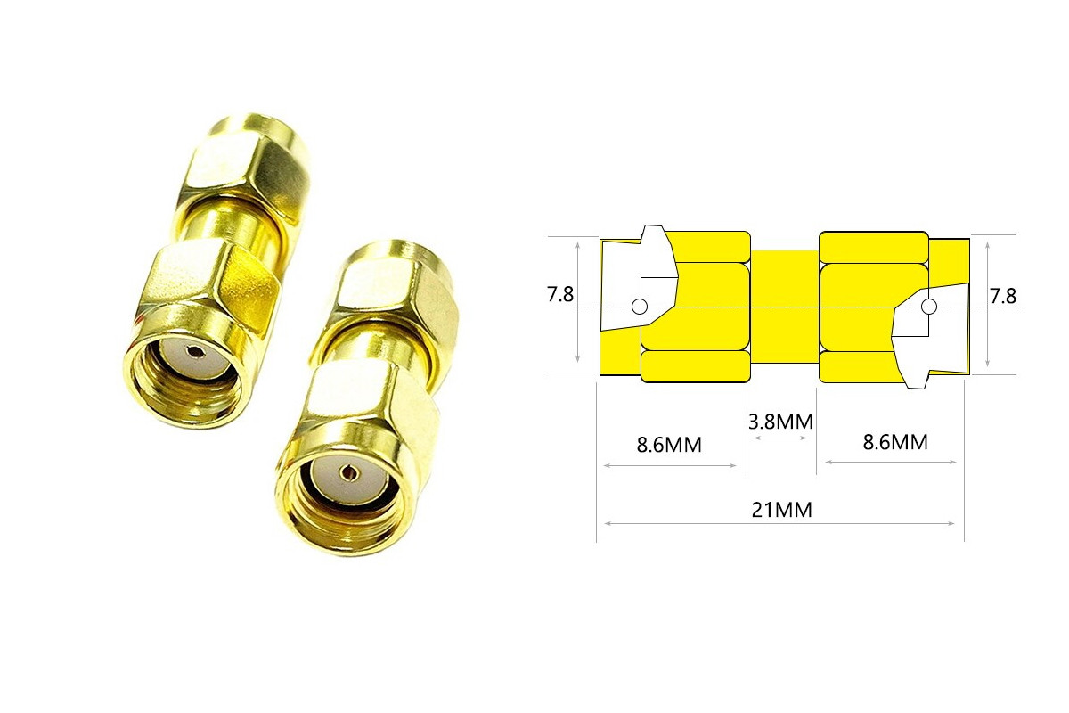 50 шт - Перехідники для FPV та радіообладнання (RP-SMA M - RP-SMA M прямий)