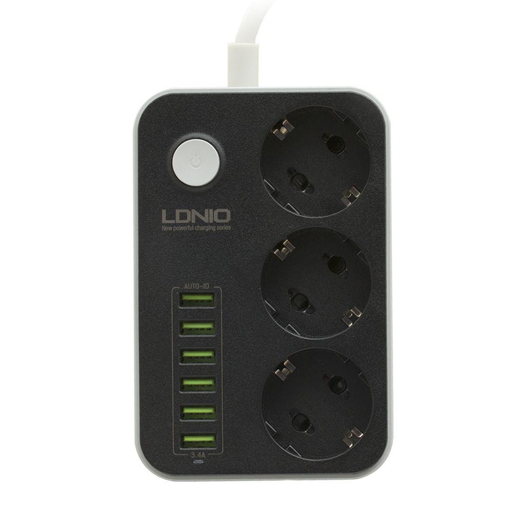 Мережевий подовжувач LDNIO SE3631 6USB 3.4A / 3 Socket