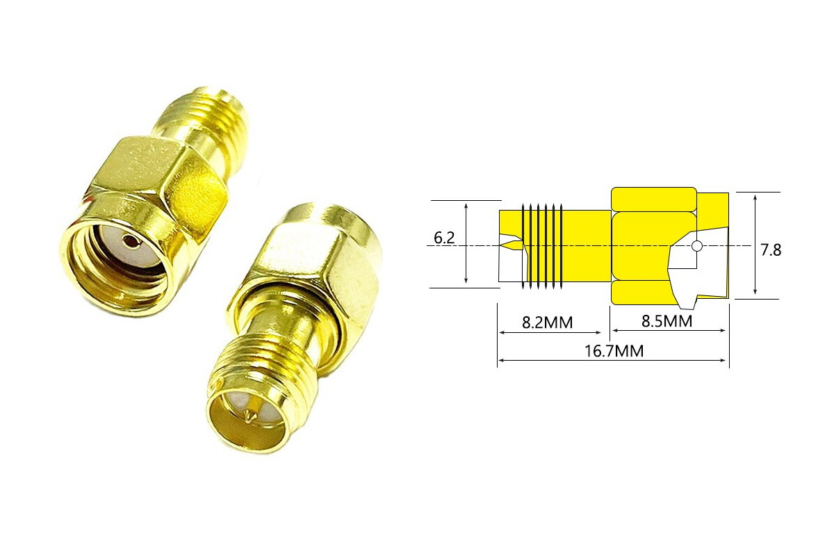 Перехідник для FPV і радіообладнання (RP-SMA M — RP-SMA F прямий)